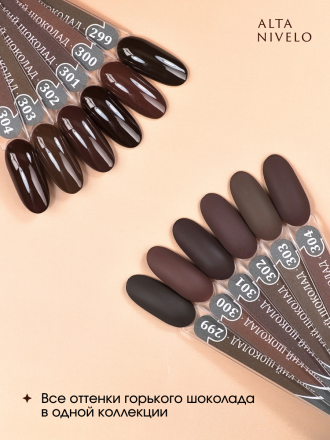ALTA NIVELO   #302 ГОРЬКИЙ ШОКОЛАД   10мл   Гель-лак