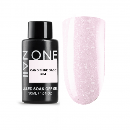 ONE NAIL   Base CAMO SHINE #04   30мл (бутылка)   База камуфлирующая с хлопьями Юки
