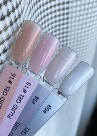 ONE NAIL   Gel FLUID   #14   15мл (флакон)   Гель для укрепления жидкий с шиммером молочный