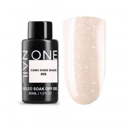 ONE NAIL   Base CAMO SHINE #06   30мл (бутылка)   База камуфлирующая с хлопьями Юки