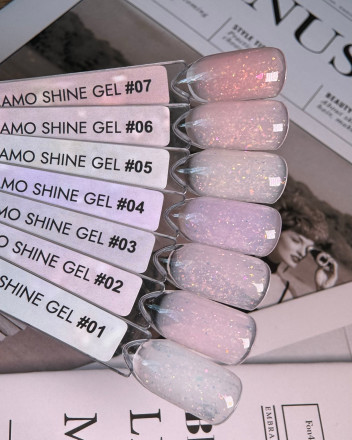 ONE NAIL   Gel CAMO SHINE   #07   15мл (флакон)   Гель для моделирования средне-жидкий с хлопьями Юки