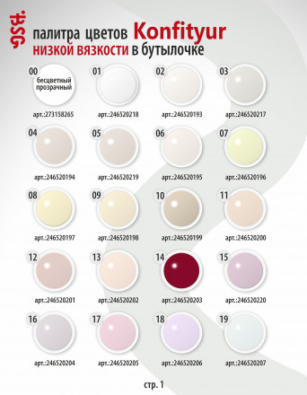 BSG   KONFITYUR во флаконе   #022   НИЗКАЯ ВЯЗКОСТЬ   20мл   Гель для моделирования средне-жидкий полупрозрачный