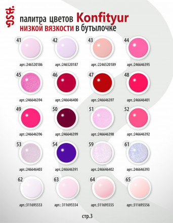 BSG   KONFITYUR во флаконе   #032   НИЗКАЯ ВЯЗКОСТЬ   20мл   Гель для моделирования средне-жидкий белый плотный